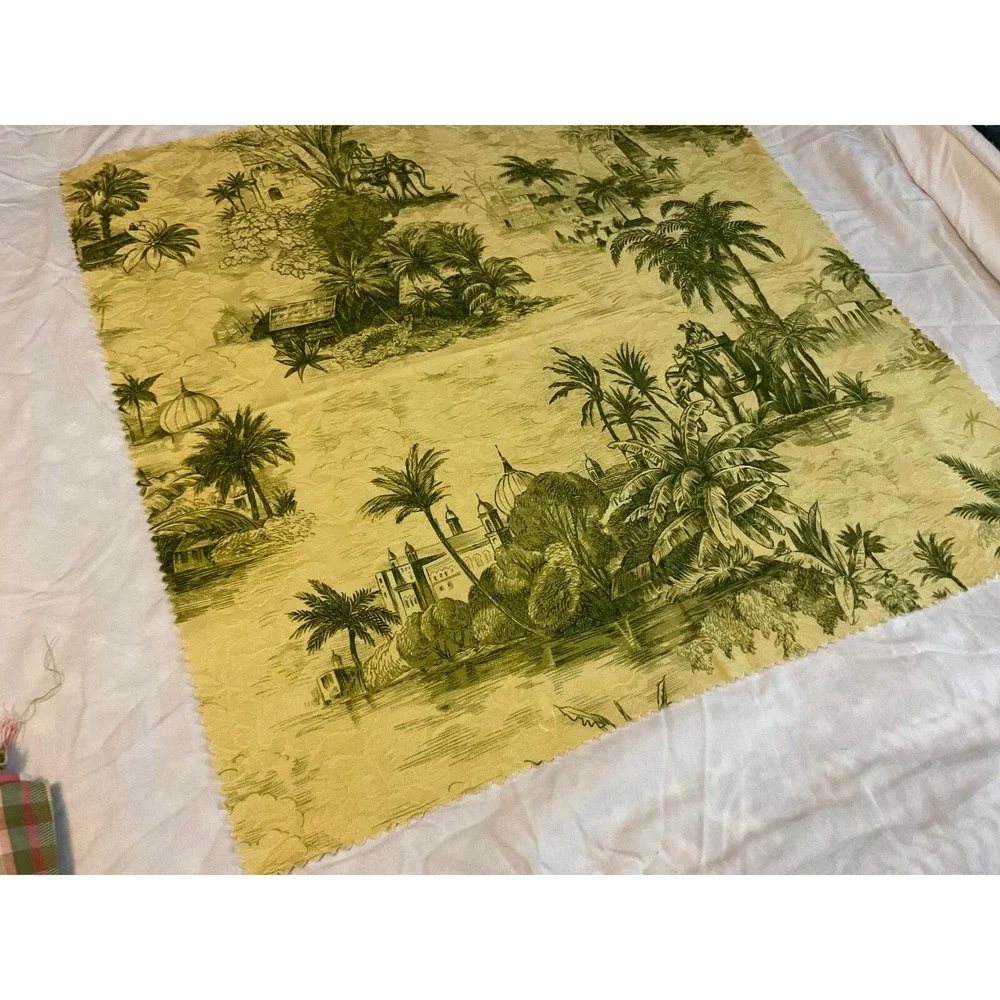 Vintage yellow greens African print style Fabric 25
